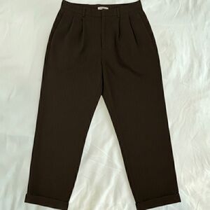 Men's Pleat Pants Size 30x25 Wool Chestnut Brown Olive Clothing Vintage